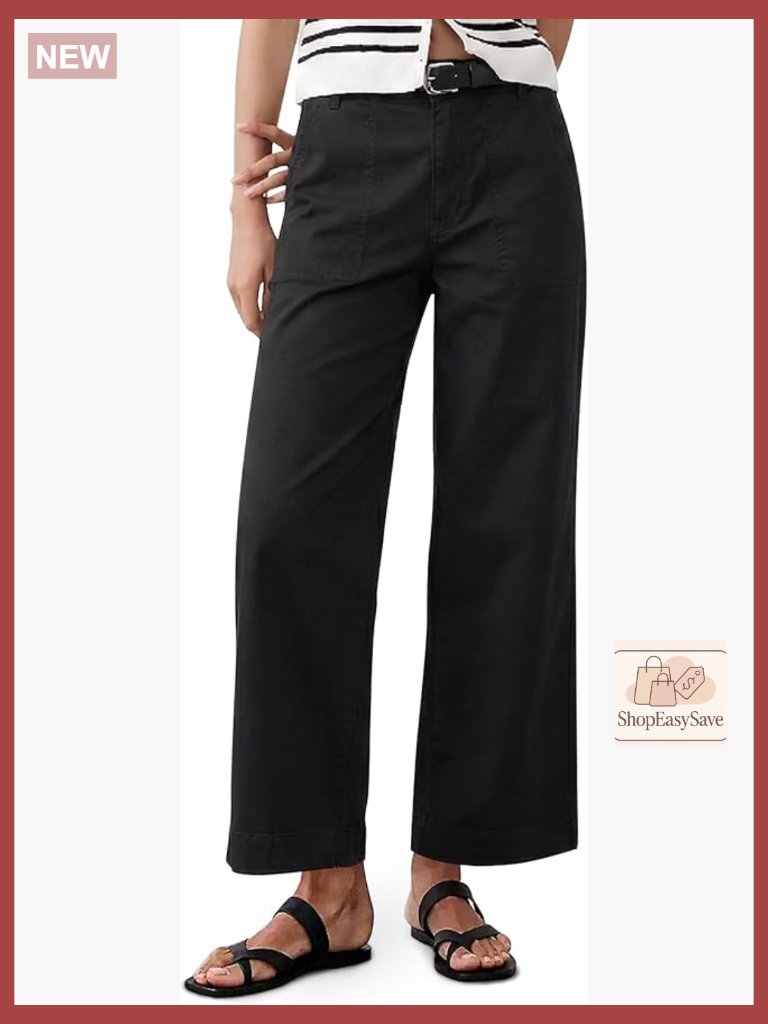 Wide Leg Cropped Pants High Waisted Casual Elastic Waist Palazzo Style